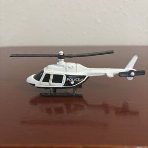 Maisto Diecast Police Helicopter Toy White Black Non-Military Model